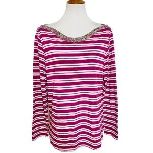 Anthropologie Striped Mixed Media Tee